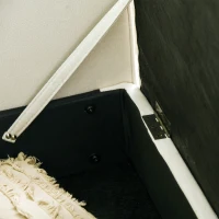 HOMCOM Modern Loveseat Sofa, Compact 2 Seater Sofa with Hidden Storage, 117cm Tufted Cotton Couch with Wood Legs, Cream White(m-9)