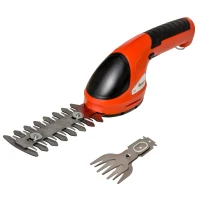 Outsunny Tijeras Cortacésped y Arreglasetos 2 en 1 Cortasetos a Batería de 3,6V con 2 Cuchillas Ancho de Corte 12 cm/8 cm Rojo(m-1)