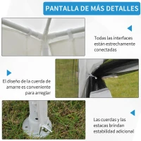 Outsunny Cenador de Exterior 4x3 m con Mosquiteras Laterales Doble Techo y Puertas con Cremallera Blanco y Negro(m-6)
