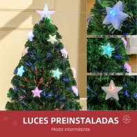 HOMCOM Árbol de Navidad 90cm Artificial Árbol de Pino Decoración Navideña con 12 LED de 3 Colores 90 Ramas Verde PVC(m-4)