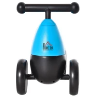 HOMCOM Correpasillos de Equilibrio para Niños Bicicleta sin Pedales Bebés de 18-36 Meses Altura Asiento de 26 cm con 4 Ruedas y Manillar Regalo de Cumpleaños 54x26x38 cm Azul(m-9)
