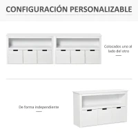 HOMCOM Aparador de Salón con 3 Cajones Extraíbles y Estantes Abiertos para Libros Juguetes Armario Auxiliar de Almacenamiento para Dormitorio Cocina 102x33x61,5 cm Blanco(m-5)