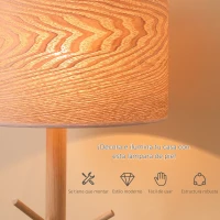 HOMCOM Lámpara de Pie con Ganchos para Colgar Ropa Sombreros Pantalla de PE Casquillo E27 Máx. 40W e Interruptor de Pie Moderno para Salón Dormitorio Ø38x158 cm Natural(m-5)
