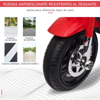 HOMCOM Moto Eléctrica para Niños +18 Meses Triciclo Infantil con 3 Ruedas a Batería con Bocina Luces y Baúl 87x46x54 cm Rojo(m-6)