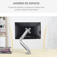 Vinsetto Soporte Monitor para Pantalla de Aluminio LED/LCD de 13"-32" VESA 75/100 mm Brazo de Resorte de Gas Giratorio 360° Inclinación y Altura Ajustable 50x11x19,5-47,5 cm Plata(m-8)