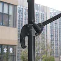 Outsunny Parasol Sombrilla de Jardín Ø300 cm de Diámetro con Manivela y Poste Giratorio 360° Techo Inclinable en 6 Posiciones Base Cruzada Incluida Rojo(m-9)