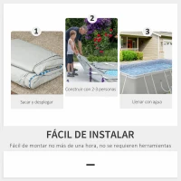 Outsunny Piscina Desmontable 440x240x122 cm con Depuradora de Cartucho 4,000 L/H y Marco de Acero 9760 L Gris(m-5)