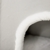 PawHut Casa Plegable para Gatos Interior Cueva para Gatos con Cojines de Felpa Suave Tapa Extraíble 2 Entradas y Ventana 71x42x49 cm Gris(m-8)