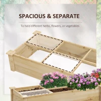 Patul supraînălțat pentru grădină și grădină de legume Outsunny cu partiție internă și fund deschis, 237x60x25cm, lemn natural(m-4)