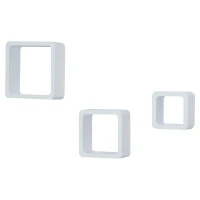 HOMCOM Conjunto de 3 Cubos Flotantes Estantes de Pared para Libros Decoración de 25x25 cm 20x20 cm y 15x15 cm Blanco(m-9)