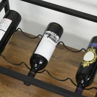 HOMCOM Carro de Cocina Carrito de Servicio Móvil Multiusos con 3 Estantes Bandeja Botellero Soporte Copas y barra para Comedor 77x44,5x91 cm Madera Rústica(m-9)