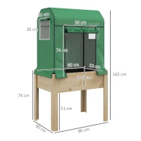 Outsunny Wooden Planter Box with PE Greenhouse Cover and Bed Liner, Raised Garden Bed for Vegetables, Flowers, Herbs(m-3)