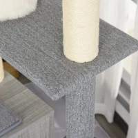 PawHut Árbol Rascador para Gatos Grande 61x49x160,5 cm Madera Torre de Escalada de Múltiples Niveles con Cueva Espaciosa Hamaca Suave Postes Juguete Colgante Cubierto de Felpa Gris(m-8)
