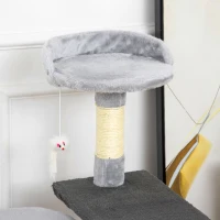 PawHut Torre para Gatos con Plataformas Casetas Ratón de Juego Postes para Rascar y Cubierto de Felpa 48x48x100 cm Gris(m-9)