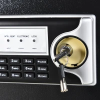 HOMCOM Caja Fuerte de Seguridad 27L Portátil con Cerradura Electrónica y 2 Llaves de Emergencia 2 Códigos Montado en la Pared Acero 38x30x30 cm Negro(m-7)