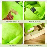 HOMCOM 2 en 1 Caballito Balancín Bebé +18 Meses Balancín Peluche Madera con Ruedas para Rodar Sonido Cinturón de Seguridad Mecedora Balancín 60x32x52cm(m-7)