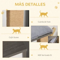 PawHut Árbol para Gatos de Madera Altura 93 cm con 2 Cuevas Cojines Extraíbles Plataformas Postes Rascadores de Yute Natural y Múltiples Entradas para Descansar 77x39x93 cm Gris(m-5)