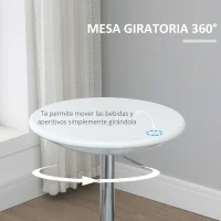HOMCOM Mesa de Bar Regulable en Altura Giratoria 360º con Base Redonda Mesa Alta de Acero Moderna para Cocina Comedor Cafetería 61x61x76-97 cm Blanco(m-5)