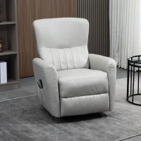 HOMCOM Sillón de Masaje Relax con Reclinación Manual 155° 8 Zonas de Masaje Mando a Distancia Tapizado en Tejido Técnico Reposapiés y 2 Bolsillos Laterales 79x101x96 cm Gris(m-2)