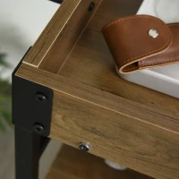 HOMCOM Carro de Cocina Carrito de Servicio Móvil Multiusos con 3 Estantes Bandeja Botellero Soporte Copas y barra para Comedor 77x44,5x91 cm Madera Rústica(m-7)