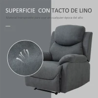 HOMCOM Sillón Reclinable Manualmente 150 Grados con Reposabrazos y Reposapiés Acolchado Grueso de Esponja Soporta hasta 150 kg 97x96x105,5 cm Gris(m-5)