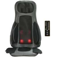 HOMCOM Masajeador de Asiento con Calor Cojín de Asiento de Masaje Shiatsu con Mando a Distancia 52x39x78 cm Negro(m-1)