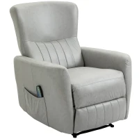 HOMCOM Sillón de Masaje Relax con Reclinación Manual 155° 8 Zonas de Masaje Mando a Distancia Tapizado en Tejido Técnico Reposapiés y 2 Bolsillos Laterales 79x101x96 cm Gris(m-10)