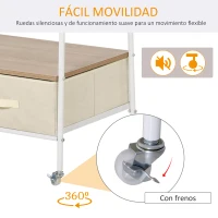 HOMCOM Perchero Metálico con Ruedas Colgador para Ropa con Riel Estantes Cajones para Organizar Ropa Bolsos 99x47x185cm(m-5)