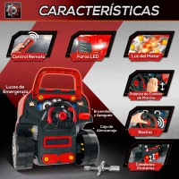 HOMCOM Motor de Camión para Niños de +3 Años Conjunto de Motor de Juguete con 61 Piezas Volante Bocina Faros Caja de Almacenaje y Ruedas 40x39x47 cm Rojo(m-5)