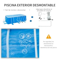 Outsunny Piscina Desmontable 440x240x122 cm con Depuradora de Cartucho 4,000 L/H y Marco de Acero 9760 L Azul(m-7)