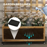 Outsunny Wooden Trellis Planter, Raised Garden Bed with Wheels and Bed Liner, to Climb and Grow Vegetables, Herbs and Flowers(m-5)