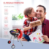 HOMCOM Juego de Barbacoa para Niños Mayores de 3 Años con Accesorios de 39 Piezas Luz y Sonido Juguete de Simulación BBQ de Carbón 34,5x37x56 cm Rojo(m-7)