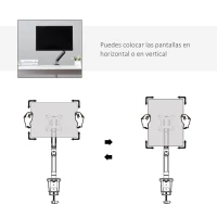 Vinsetto Soporte Monitor para Pantalla de Aluminio LED/LCD de 13"-32" VESA 75/100 mm Brazo de Resorte de Gas Giratorio 360° Inclinación y Altura Ajustable 50x11x19,5-47,5 cm Plata(m-6)