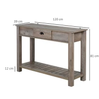 HOMCOM Mesa para Recibidor con Cajón Estante Inferior Espacioso Carga 60 kg para Pasillos Entradas Dormitorio 120x39x81 cm Gris(m-3)