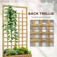 Outsunny Wooden Trellis Planter, Raised Garden Bed with Wheels and Bed Liner, to Climb and Grow Vegetables, Herbs and Flowers(m-4)