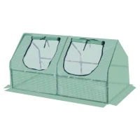 Outsunny Invernadero de Terraza 120x60x60 cm Caseta de Jardín Acero con 2 Ventanas Enrollables Vivero Casero para Cultivo de Plantas Verduras Flores Verde(m-1)