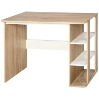 HOMCOM Mesa de Escritorio 2 en 1 con Estante de 3 Niveles Gran Superficie Espacio Almacenaje Amplio Mesa de Oficina Dormitorio Estudio 100x55x74 cm Madera(m-1)