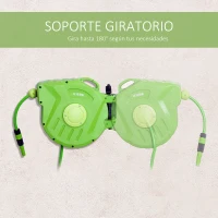 Outsunny Carrete para Manguera 20M+2M Soporte Mural Portamanguera Roll-up Automático con Pistola de Pulverización Gran Alcance Base de Pared Conector de Manguera para Jardín Terraza(m-4)