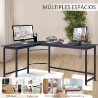 Vinsetto Mesa de Ordenador Escritorio PC Oficina Hogar Mesa Esquinera de Forma L 168x120x75cm Marco Metal(m-7)