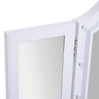HOMCOM Espejo de Maquillaje con Luz LED Plegable Espejo Triple de Mesa Regalo Original para Mujer Cargo con Batería Espejo Cosmético con Iluminación 73x53.5x4.5cm(m-8)