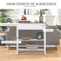 HOMCOM Mesa Consola Mesa Recibidor con 2 Estantes y Cajón para Entrada Pasillo Salón 75,6x27,5x80,5 cm Blanco(m-4)