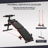 HOMCOM Banco Abdominales Plegable Ajustable en Altura con Soporte Poplíteo Regulable Ideal Hogar y Gimnasio 137x51x50-66 cm Negro(m-6)