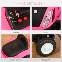 HOMCOM Tractor sin Pedales para Niños de 12-36 Meses con Remolque Extraíble Coche Correpasillos con Bocina Faros Pala Asiento de Suelo 25 cm y Rastrillo Carga 25 kg 91x29x44 cm Rosa(m-6)