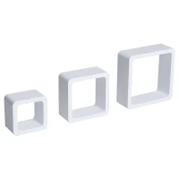 HOMCOM Conjunto de 3 Cubos Flotantes Estantes de Pared para Libros Decoración de 25x25 cm 20x20 cm y 15x15 cm Blanco(m-1)