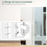 HOMCOM Puerta Corredera de Cristal 77,5x205 cm Puerta Corrediza Deslizante con Riel de Cristal de Seguridad Translúcido(m-5)