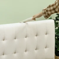 HOMCOM Modern Loveseat Sofa, Compact 2 Seater Sofa with Hidden Storage, 117cm Tufted Cotton Couch with Wood Legs, Cream White(m-7)