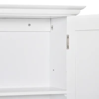 kleankin Armario Baño de Pared con 2 Puertas Estante Interior Ajustable y Compartimento Abierto Mueble Auxiliar Suspendido Multiusos para Cocina 60x20x70,5 cm Blanco(m-7)