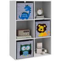 ZONEKIZ Kids Toy Box with Three Non-Woven Fabric Drawers, 61.8 x 29.9 x 91.5cm - White(m-1)