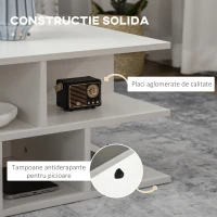 HOMCOM Mese de cafea patrata pentru living, masa de cocktail moderna cu rafturi multiple de depozitare, 70 x 70 x 36,5 cm, alb(m-6)