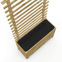 Wooden Raised Planter, with Back Trellis - Natural Finish(m-9)